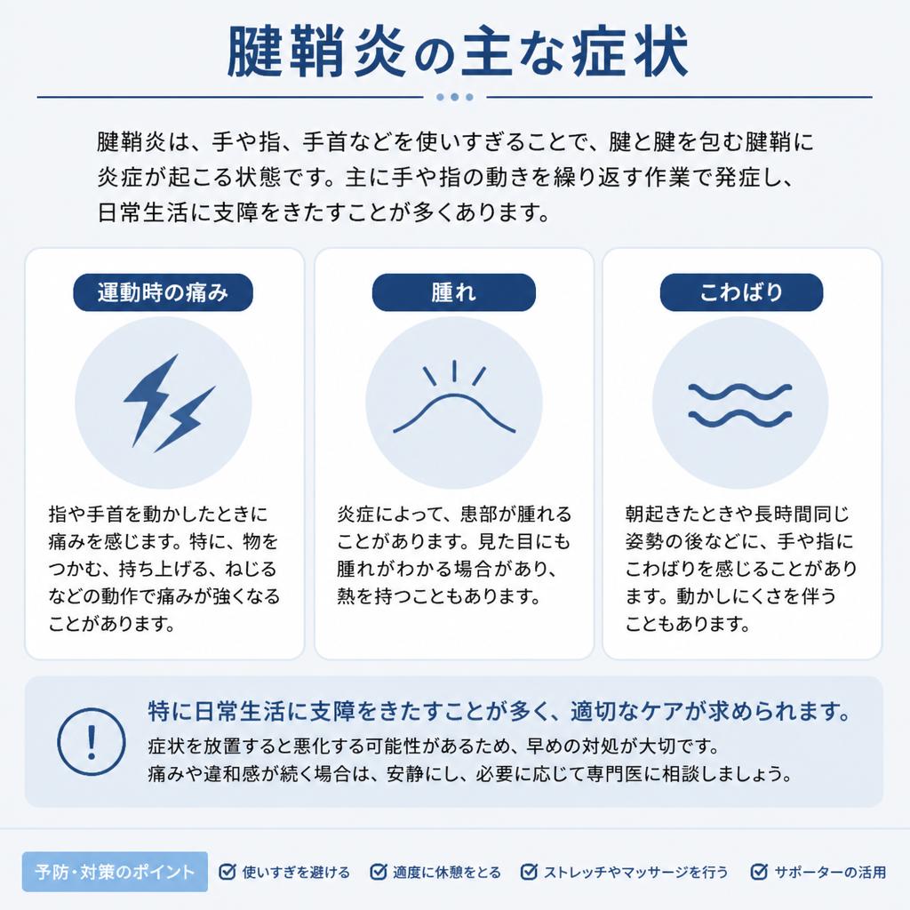 腱鞘炎の主な症状