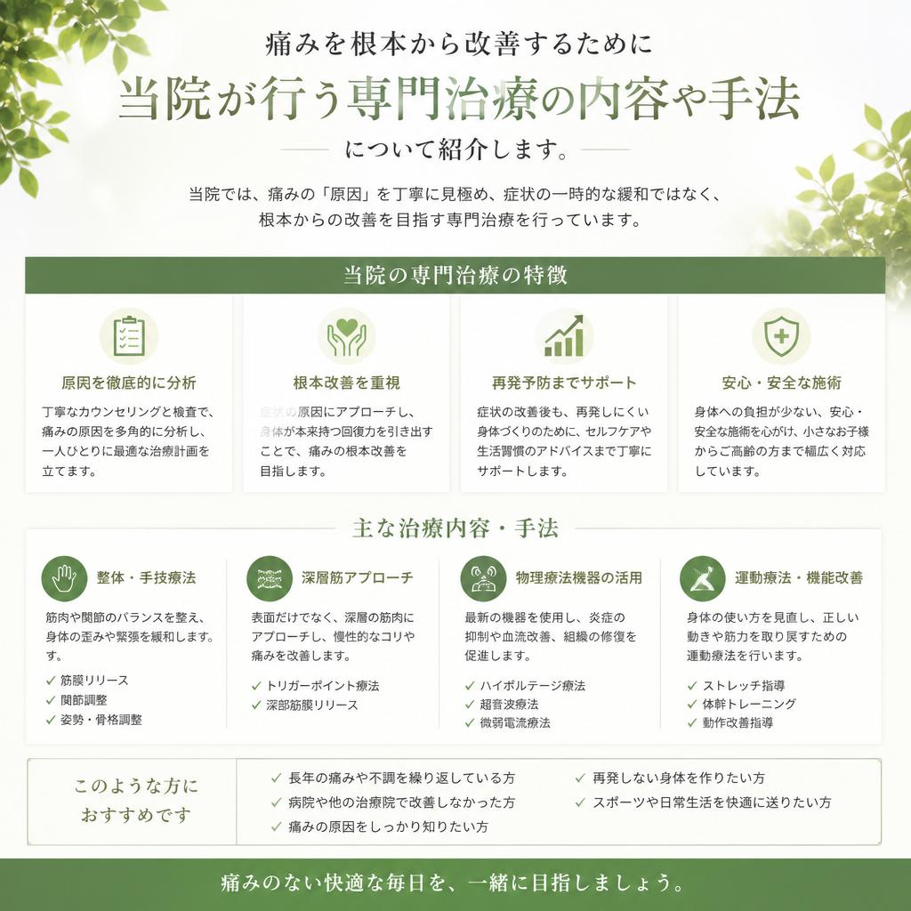 当院の専門治療へのアプローチ