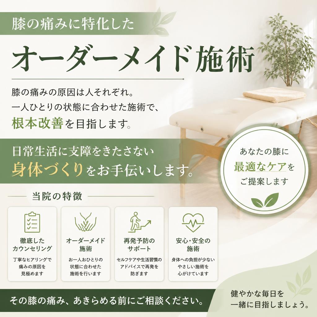 膝の痛みを解消する施術