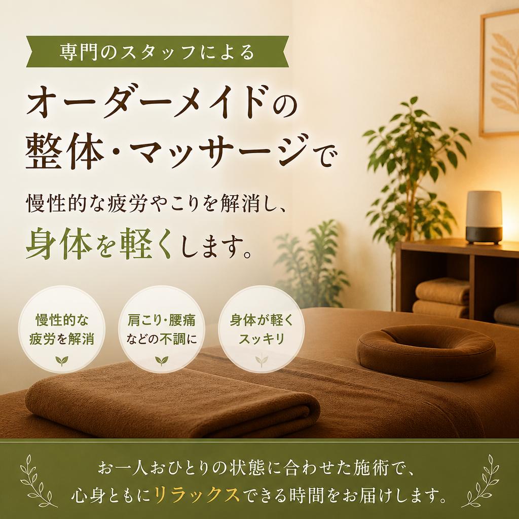 日常の疲れを取り除く整体・マッサージ