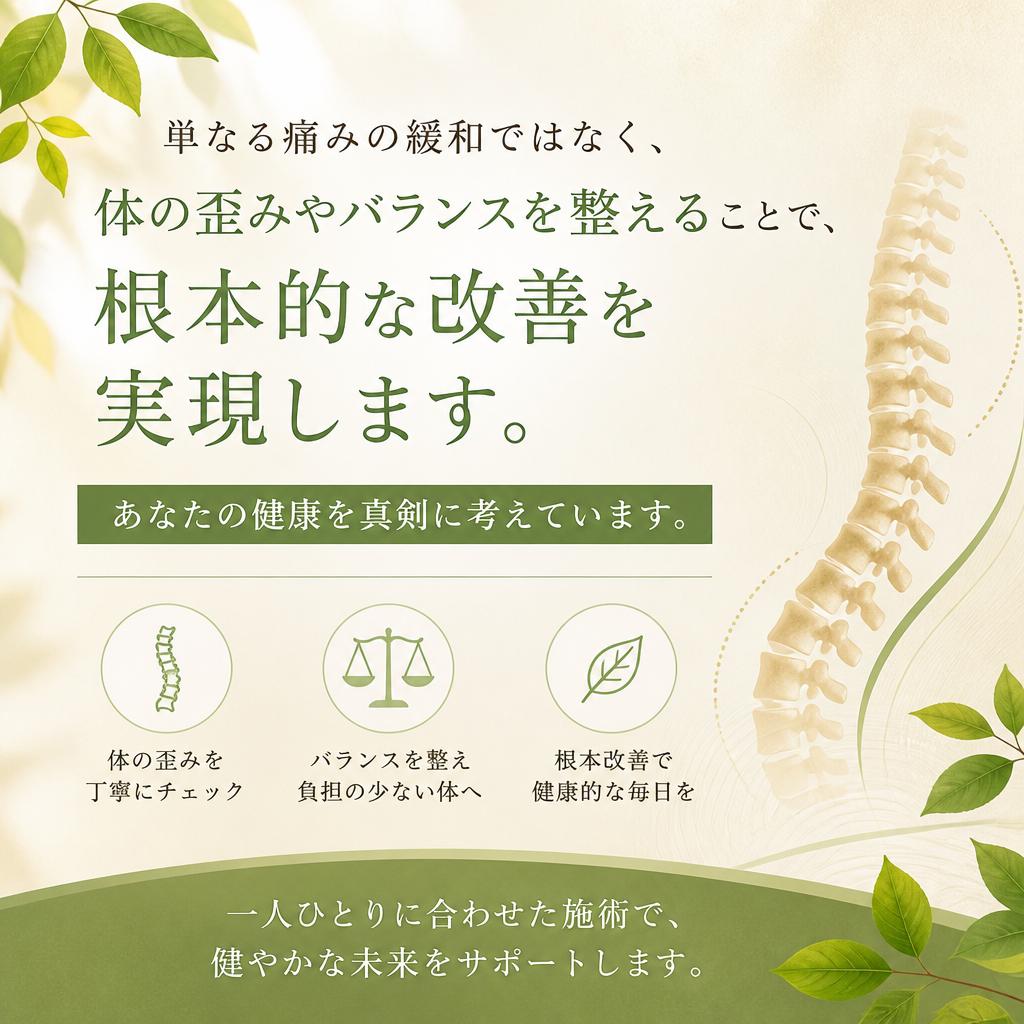 痛みを取るだけではない。根本的な改善を志向