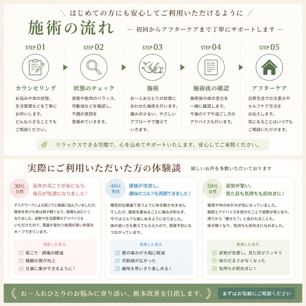 施術の流れと体験談