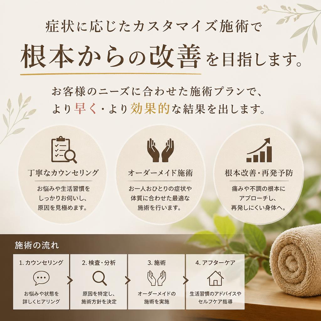 オーダーメイド施術で根本的な改善を