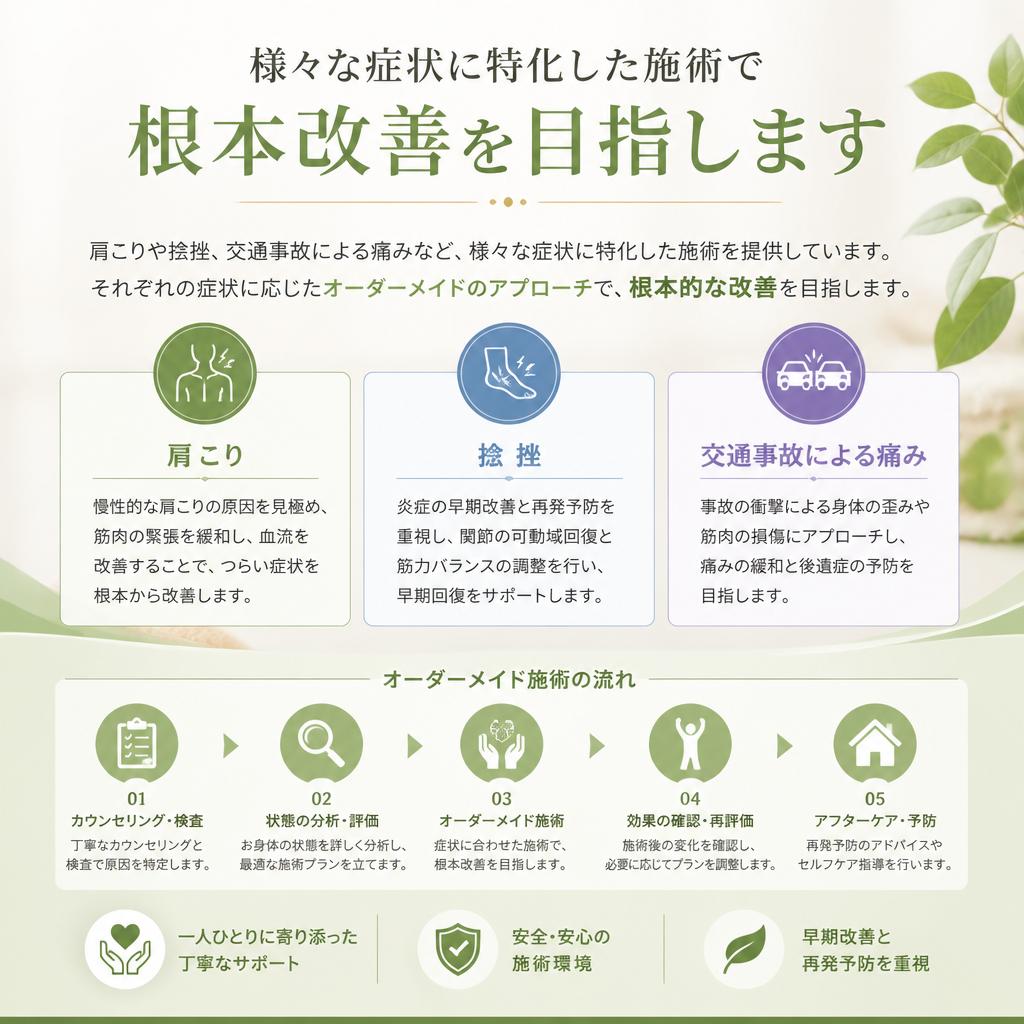 多様な症状に対応する専門家の施術