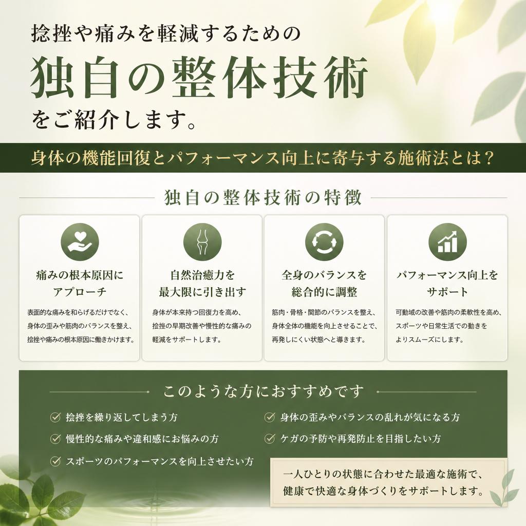 捻挫を早期回復させる整体技術