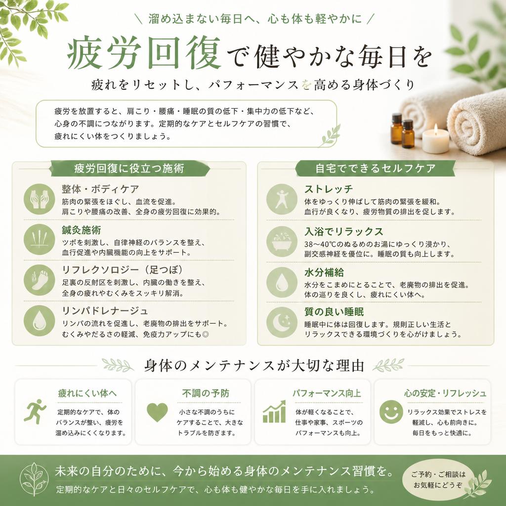 疲労回復のためのケア