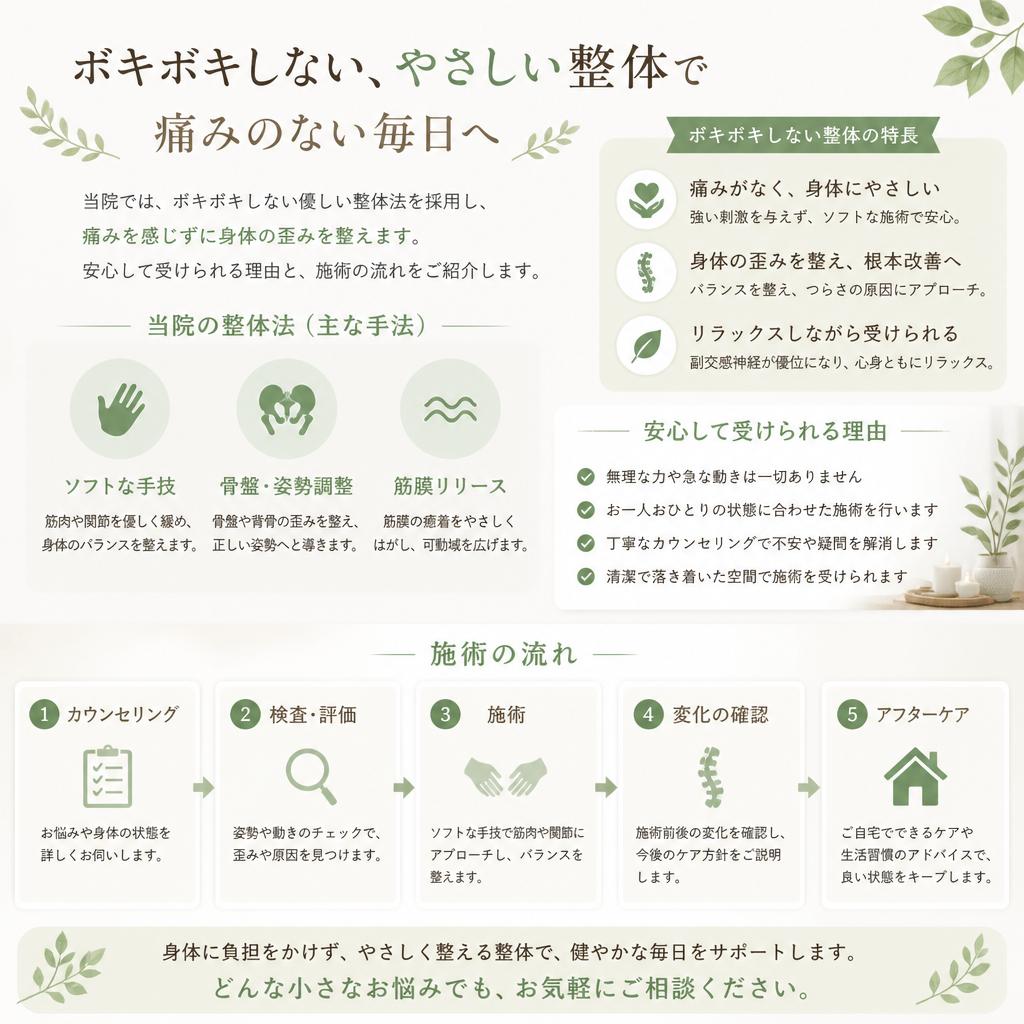 ボキボキしない治療法の特徴